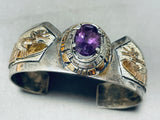 One Of The Best Ever Vintage Native American Navajo Amethyst Sterling Silver Gold Bracelet-Nativo Arts