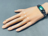 Vintage Native American Navajo Swirl Royston Turquoise Sterling Silver Bracelet-Nativo Arts