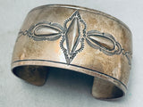 Museum Quality Hand Tooled Vintage Native American Navajo Sterling Silver Bracelet Cuff-Nativo Arts