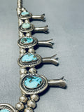 Gasp! Vintage Native American Navajo Dry Creek Turquoise Sterling Silver Squash Blossom Necklace-Nativo Arts
