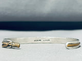 Stacker Feather Vintage Navajo Sterling Silver Hand Carved Bracelet-Nativo Arts