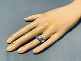 Charming Vintage Native American Navajo Mother Of Pearl Sterling Silver Band Ring-Nativo Arts