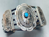 Unique Concho Vintage Native American Navajo Turquoise Sterling Silver Bracelet-Nativo Arts