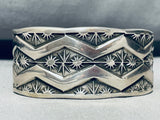 Heavy 121 Grams Lightning Bolt Vintage Native American Navajo Sterling Silver Bracelet-Nativo Arts