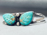 Hand Carved Leaves Vintage Native American Navajo Sterling Silver Bracelet-Nativo Arts