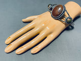 Red Rock Agate Vintage Native American Navajo Sterling Silver Bracelet Cuff-Nativo Arts
