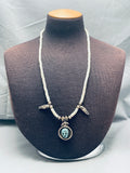 Hand Carved Indian Head Vintage Navajo Sterling Silver Necklace Old-Nativo Arts