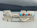 One Of The Most Detailed Native American Navajo Feather Turquoise Sterling Silver Bracelet-Nativo Arts