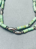 Rare Earlier Vintage Native American Navajo Green Turquise Heishi Sterling Silver Necklace-Nativo Arts