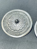 Noteworthy Vintage Native American Navajo Sterling Silver Concho Earrings Signed-Nativo Arts