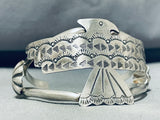 Authentic Native American Navajo Sterling Silver Eagle Bracelet-Nativo Arts