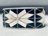 The Best Black And White Vintage Navajo 6 Inch Wrist Sterling Silver Bracelet-Nativo Arts