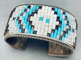 6.5 Inch Wrist Vintage Native American Navajo Hand Beaded Sterling Silver Bracelet Cuff-Nativo Arts