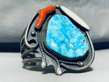 Very Rare Gilbert Turquoise Vintage Native American Navajo Huge Sterling Silver Bracelet-Nativo Arts