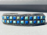 Native American Very Unique Vintage Navajo Royston Turquoise Lapis Sterling Silver Bracelet-Nativo Arts