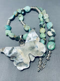 Spectacular Native American Navajo Royston Turquoise Sterling Silver Butterfly Necklace-Nativo Arts