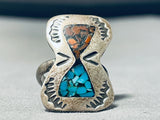 Wedding Vase Vintage Native American Navajo Turquoise Coral Sterling Silver Ring Old-Nativo Arts