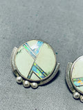 Native American R.h. Boyd Vintage Avajo Turquoise Opal Sterling Silver Earrings-Nativo Arts