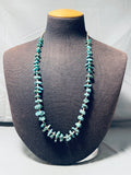 Native American Sensational Vintage Santo Domingo Old Kingman Turquoise Sterling Silver Necklace-Nativo Arts