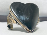 One Of A Kind Vintage Native American Navajo Black Onyx Sterling Silver Heart Bracelet-Nativo Arts