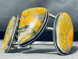 Massive Native American Navajo Signed 3 Honeybee Sterling Silver Bracelet-Nativo Arts