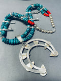 Majestic Native American Navajo Signed Turquoise Coral Sterling Silver Squash Necklace-Nativo Arts