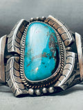 Thicker Vintage Native American Navajo Morenci Turquoise Sterling Silver Bracelet Old-Nativo Arts
