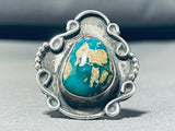 Very Early Royston Turquoise!! Vintage Native American Navajo Sterling Silver Ring-Nativo Arts