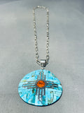 Native American Ambrosio Chavez Vintage Santo Domingo Turquoise Sterling Silver Necklace-Nativo Arts