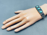 Early Vintage Native American Navajo Domed Turquoise Sterling Silver Bracelet-Nativo Arts