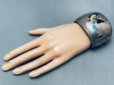 One Of The Coolest Ever Vintage Native American Navajo Bird Inlay Sterling Silver Bracelet-Nativo Arts