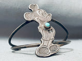 Rare Very Old Mickey Mouse Vintage Native American Navajo Turquoise Sterling Silver Bracelet-Nativo Arts