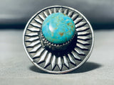 Sparkling Vintage Native American Navajo Carico Lake Turquoise Sterling Silver Ring-Nativo Arts