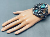 One Of The Best Ever Red Mountain Turquoise Native American Navajo Sterling Silver Bracelet-Nativo Arts