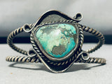 Very Old Coil Cuff!! Vintage Native American Navajo Green Turquoise Sterling Silver Bracelet-Nativo Arts