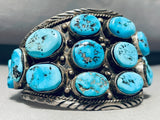 Distinctive Vintage Native American Navajo Morenci Turquoise Sterling Silver Bracelet Signed-Nativo Arts