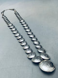 Stunning Vintage Native American Navajo Hand Tooled Sterling Silver Necklace-Nativo Arts