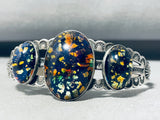 Spottted Rainbow Vintage Early Native American Navajo Sterling Silver Bracelet-Nativo Arts