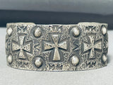 Unforgettable Native American Navajo Sterling Silver Cross Bracelet Signed Ronnie Willie-Nativo Arts