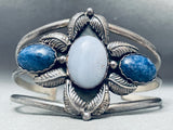 One Of The Best Vintage Native American Navajo Lapis Sterling Silver Leaf Bracelet-Nativo Arts