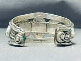 Rare Vintage Native American Navajo 5 Blue Creek Spiderweb Turquoise Sterling Silver Bracelet-Nativo Arts
