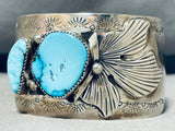 Wow The Crowd!! Vintage Native American Navajo Blue Diamond Turquoise Sterling Silver Bracelet-Nativo Arts