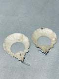 Traditional Vintage Native American Navajo Sterling Silver Large Hoop Earrings-Nativo Arts
