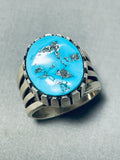 Stunning Vintage Native American Navajo Blue Sky Turquoise Sterling Silver Ring-Nativo Arts