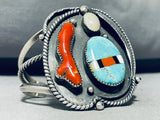 The Most Unique Benally Inlay Vintage Native American Navajo Turquoise Sterling Silver Bracelet-Nativo Arts
