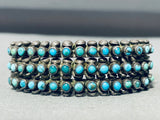 Optimum Early 1930's Vintage Native American Zuni Snake Eyes Turquoise Sterling Silver Bracelet-Nativo Arts
