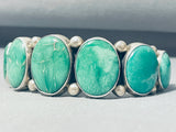 Broken Arrow Mine Turquoise Native American Navajo Sterling Silver Bracelet 140 Grams-Nativo Arts
