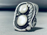 Rare Vintage Native American Navajo Mother Of Pearl Sterling Silver Ring-Nativo Arts