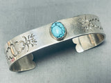 Wonderful Native American Navajo Signed Godber Turquoise Sterling Silver Bracelet-Nativo Arts