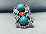 Impressive Vintage Native American Navajo Blue Gem Turquoise Sterling Silver Ring-Nativo Arts